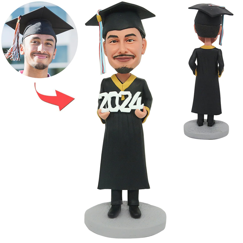 Poupée de bobblehead de graduation masculine de coutume 2024