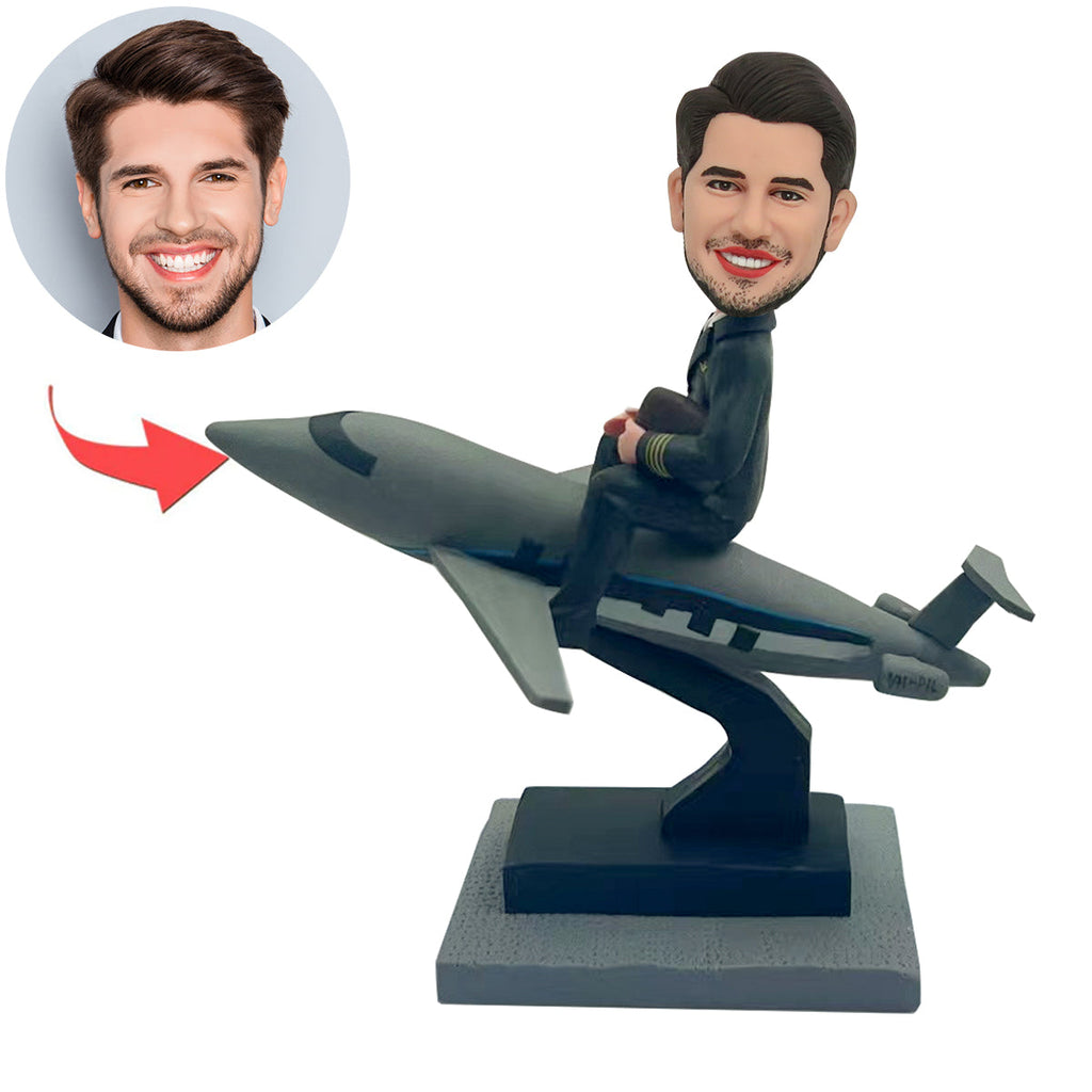 Bobblehead homme personnalisé avec modèle d'avion