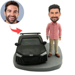 Bobblehead masculin personnalisé avec une voiture