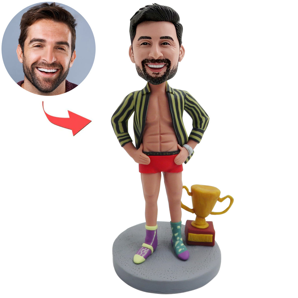 Bobblehead Père personnalisé avec trophée de championnat