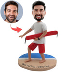 Vacances à Bobblehead personnalisées pour papa au bord de la mer