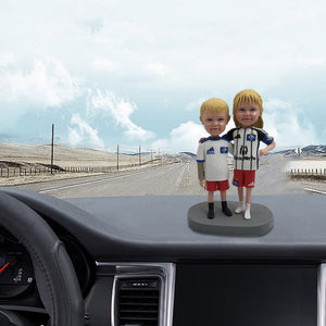 Tableau de bord de voiture personnalisé Bobblehead Sister & Brother