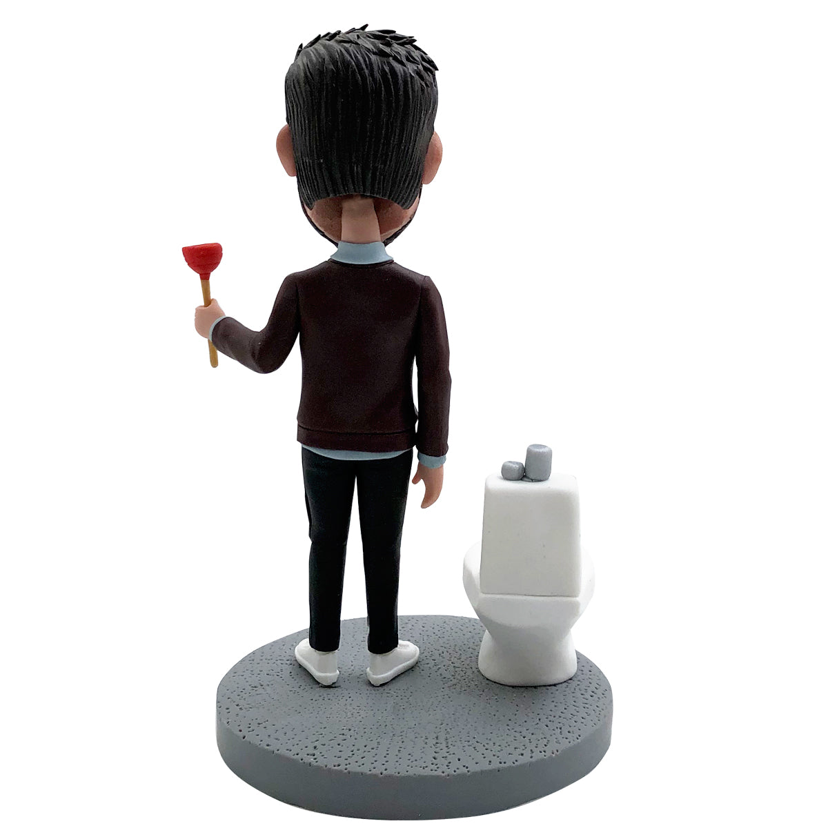 Bobblehead drôle personnalisé débouchant les toilettes