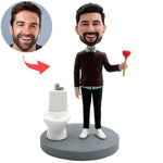 Bobblehead drôle personnalisé débouchant les toilettes