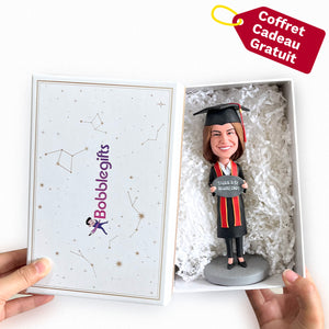 Bobblehead de graduation de fille personnalisée - Merci! Maman papa!