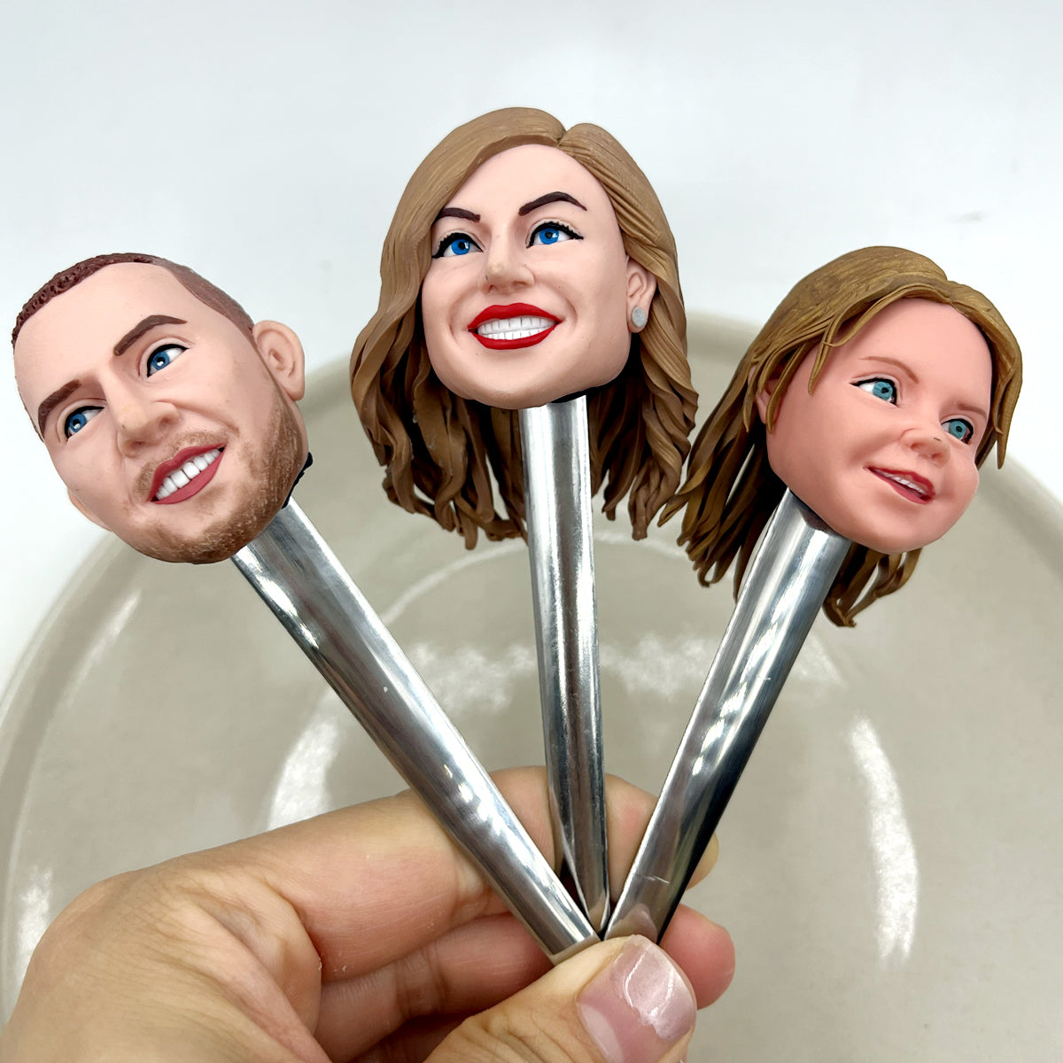 Fourchette et cuillère familiale Bobblehead personnalisées