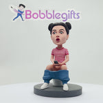 Bobbleheads personnalisés Les femmes humoristiques s’assoient sur les toilettes