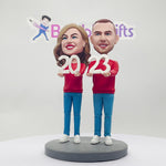 Bonne année cadeau de Noël Couple personnalisé Bobblehead