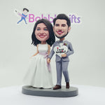 Couple de mariage juste marié Bobblehead personnalisé