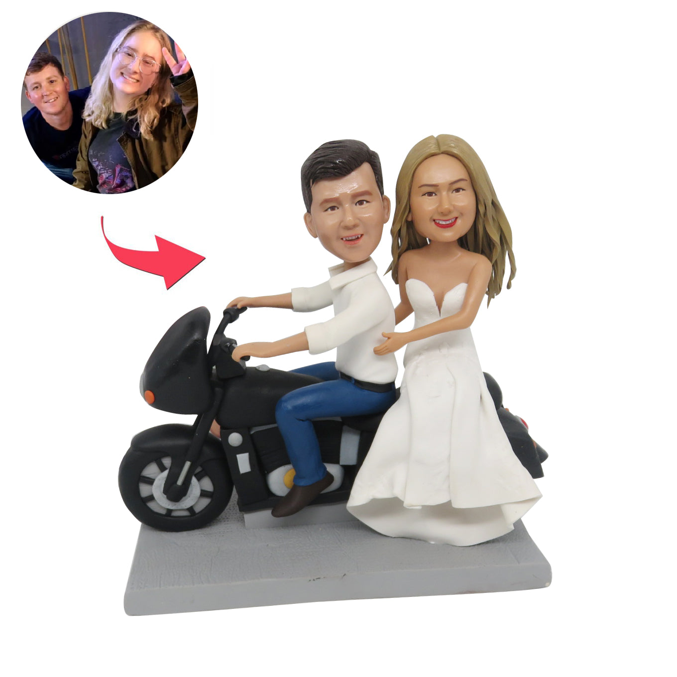 Couple de mariage de moto personnalisé Bobblehead