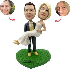 Mariage personnalisé Bobbleheads Groom Embrassant la mariée