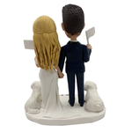 Bobblehead de mariage personnalisé avec deux chiens blancs