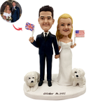 Bobblehead de mariage personnalisé avec deux chiens blancs