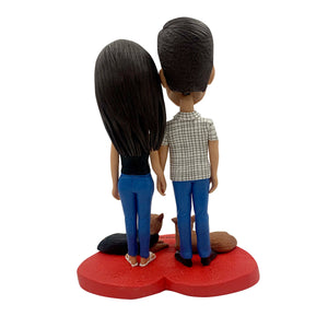 Couple personnalisé bobblehead avec chien