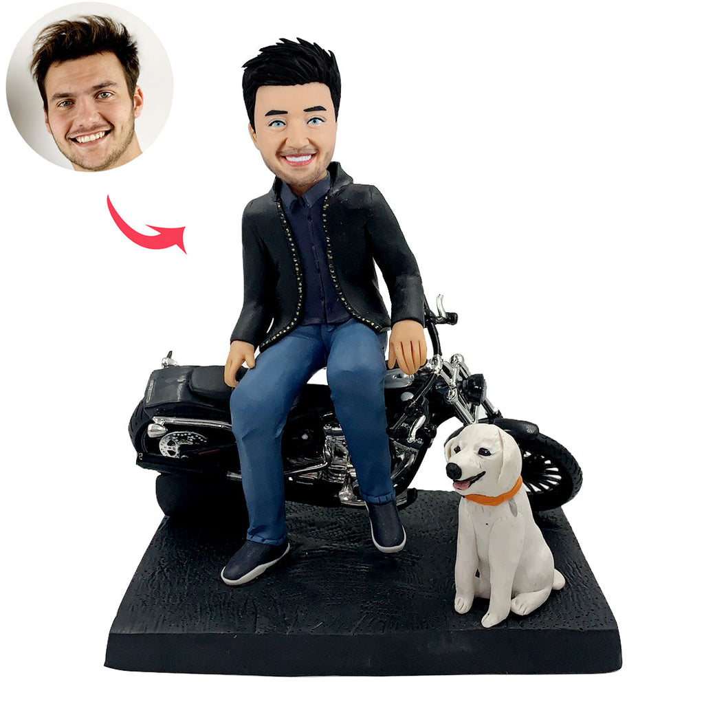 Moto bobbleheads avec chiot