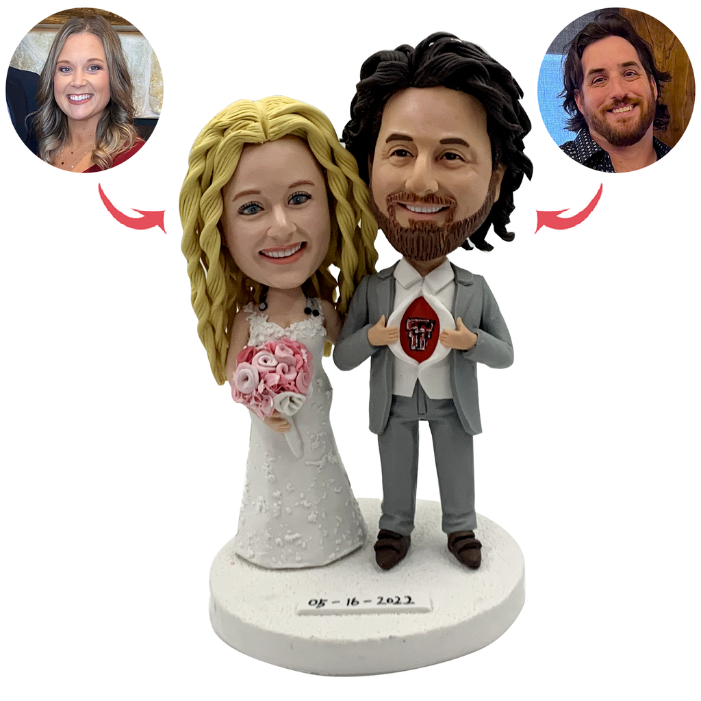 Topper de gâteau de couple de mariage à bobblehead personnalisé