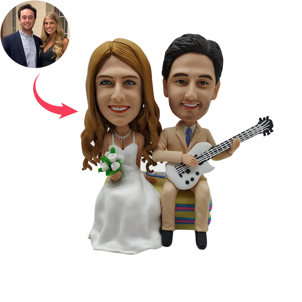 Couple de mariage Bobblehead Doll jouant de la guitare