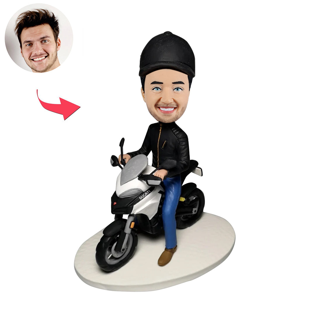 Gift Bobblehead personnalisé de la fête des pères avec moto