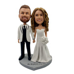 Bobblehead de mariage personnalisé avec des vêtements blancs