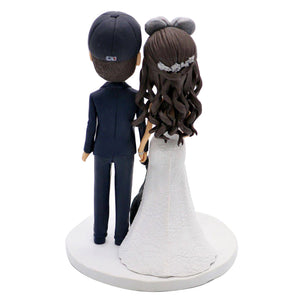 Couple de mariage personnalisé Bobbleheads avec un chien