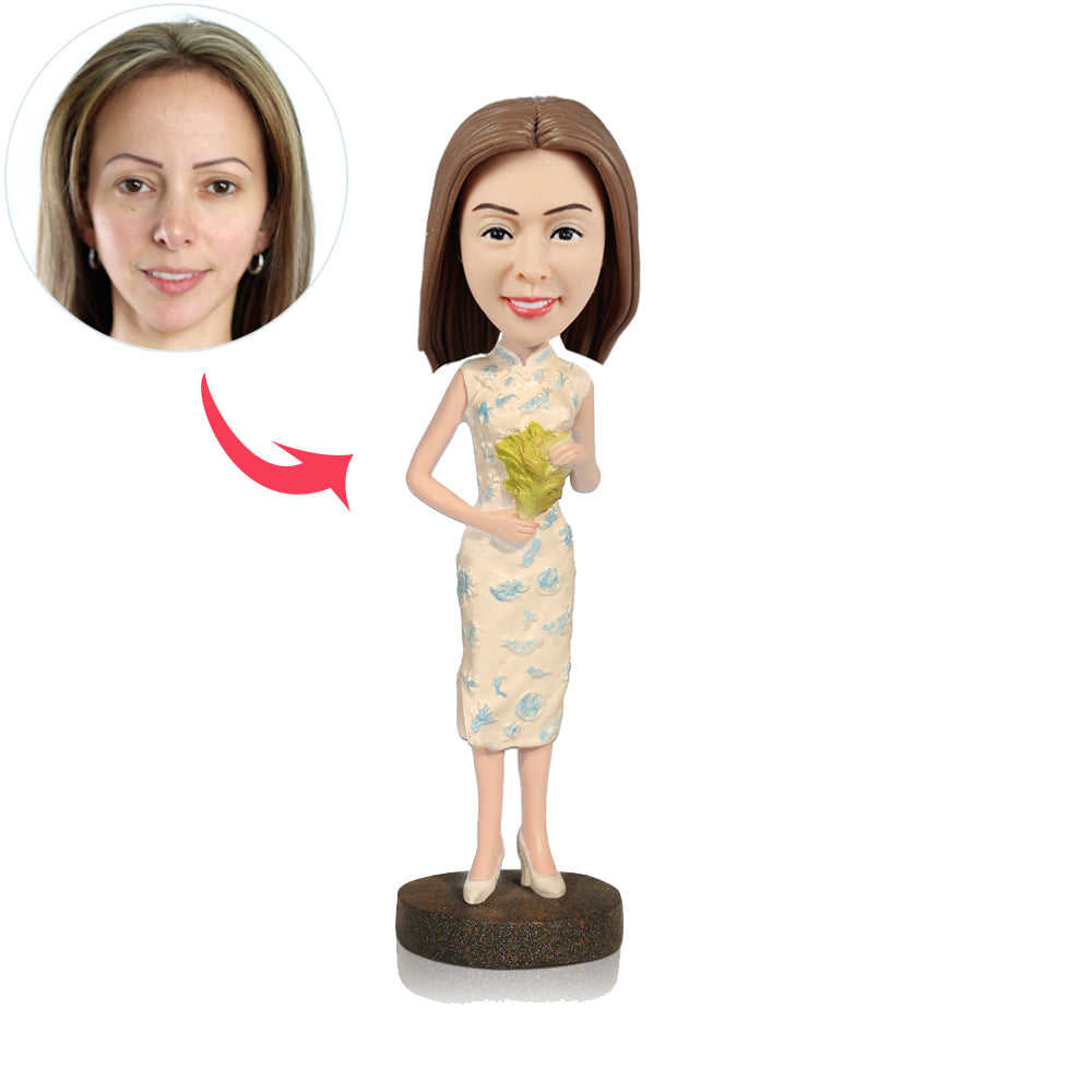 Elegant Lady in Cheongsam Custom Bobbleheads - BobbleGifts