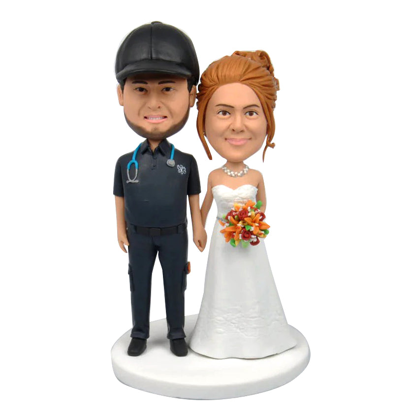 Bobbleheads personnalisé couple de mariage docteur