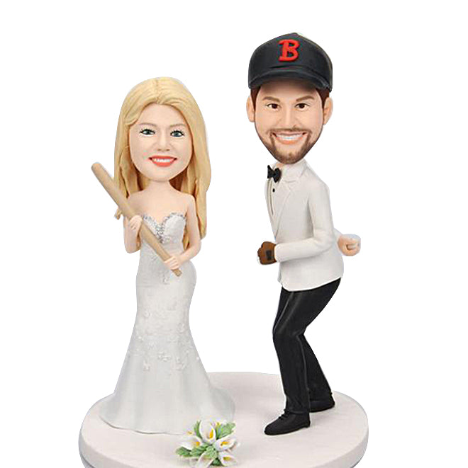 Couple de mariage personnalisé Bobblehead pour les fans de baseball