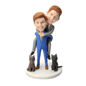 Groomsmen Custom Bobbleheads avec animaux de compagnie