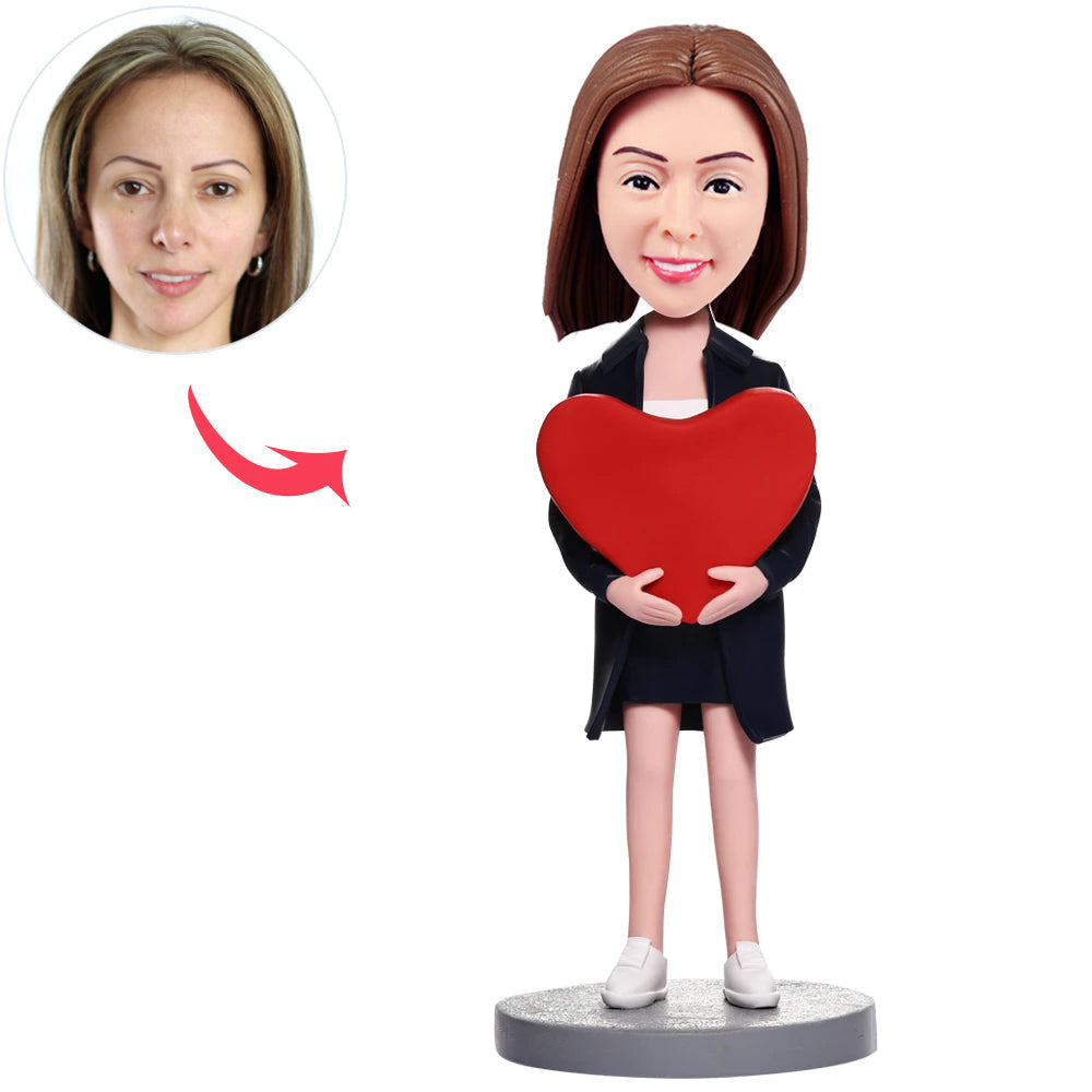 Custom Women Bobbleheads with Heart - BobbleGifts