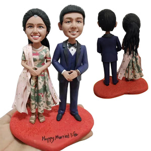 Couple de mariage indien personnalisé Bobbleheads