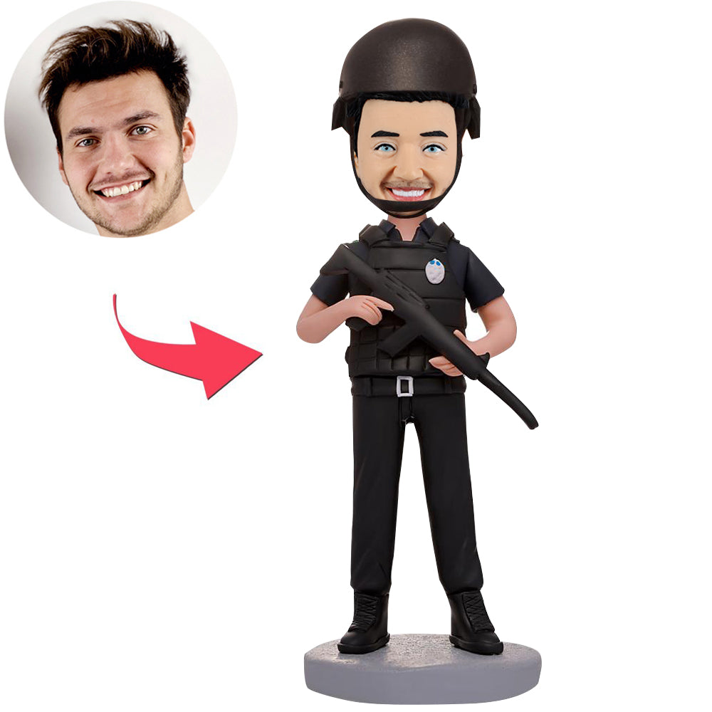 Figure de bobblehead personnalisée de la police masculine