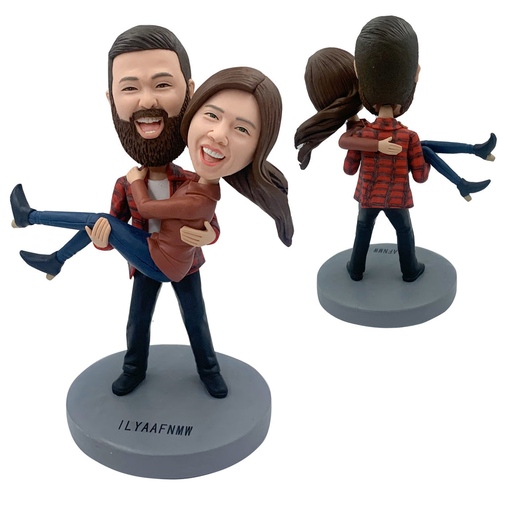 Couples personnalisés bobblehead avec princesse câlin