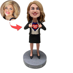 Bobblehead de super maman personnalisée en costume d'affaires