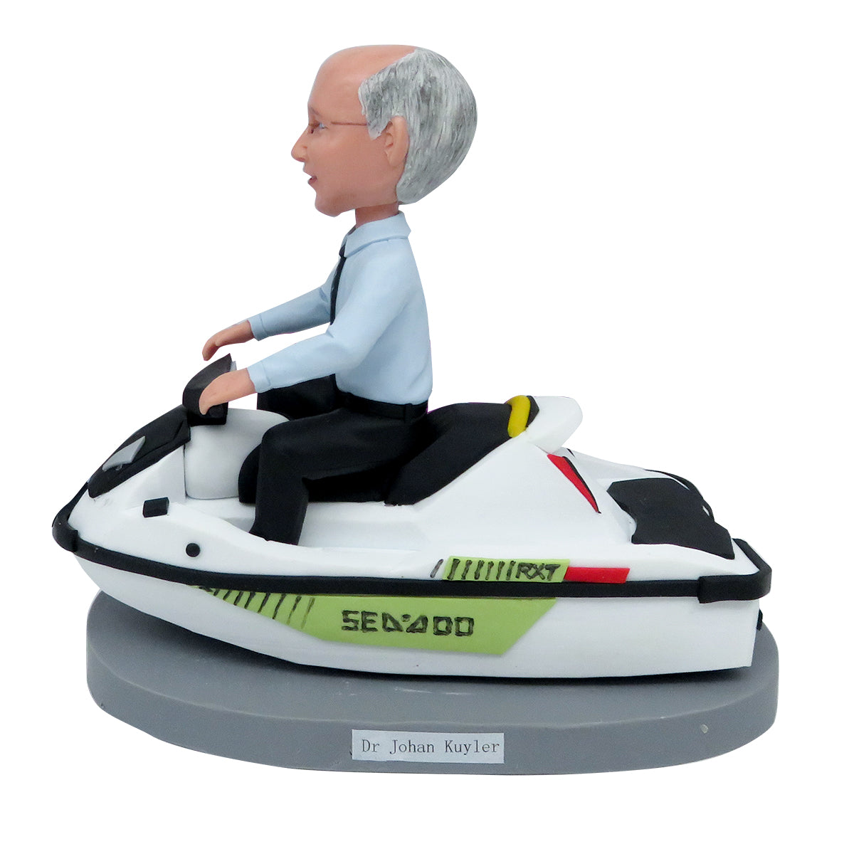 Père personnalisé Bobblehead avec un bateau à vitesse de conduite