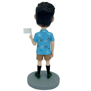 Super papa personnalisé Bobblehead en chemise florale de vacances