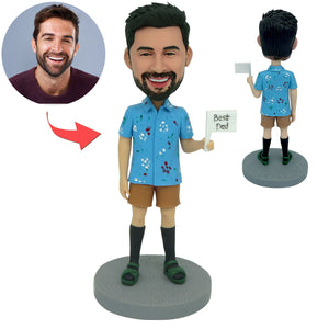 Super papa personnalisé Bobblehead en chemise florale de vacances