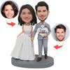 Couple de mariage juste marié Bobblehead personnalisé