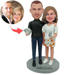 Couple personnalisé bobblehead avec de l'argent