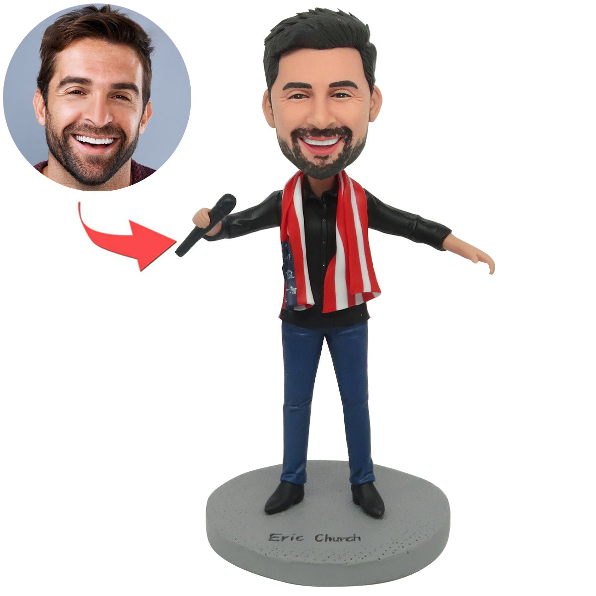 Chanteur personnalisé Bobblehead avec drapeau national