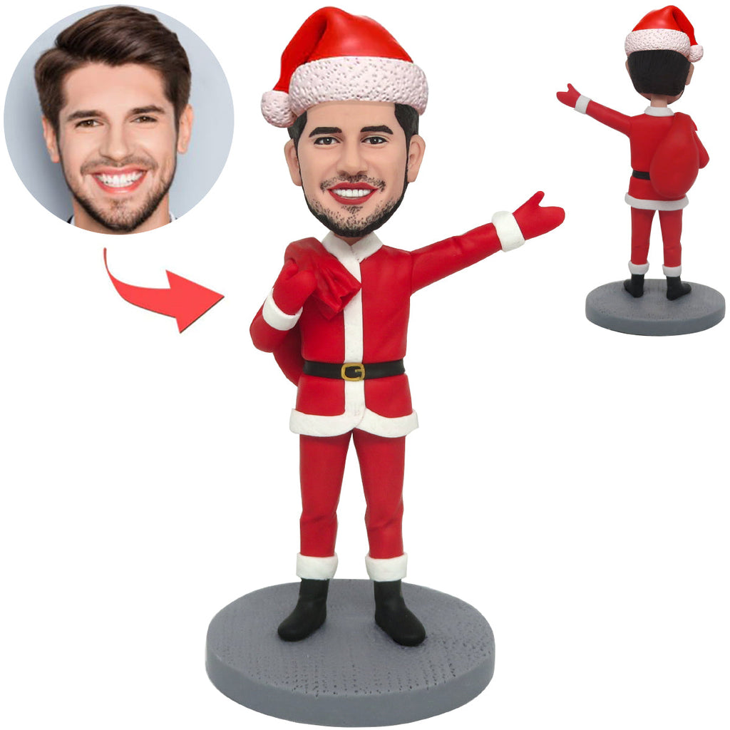 Père Noël portant des cadeaux Bobblehead personnalisés