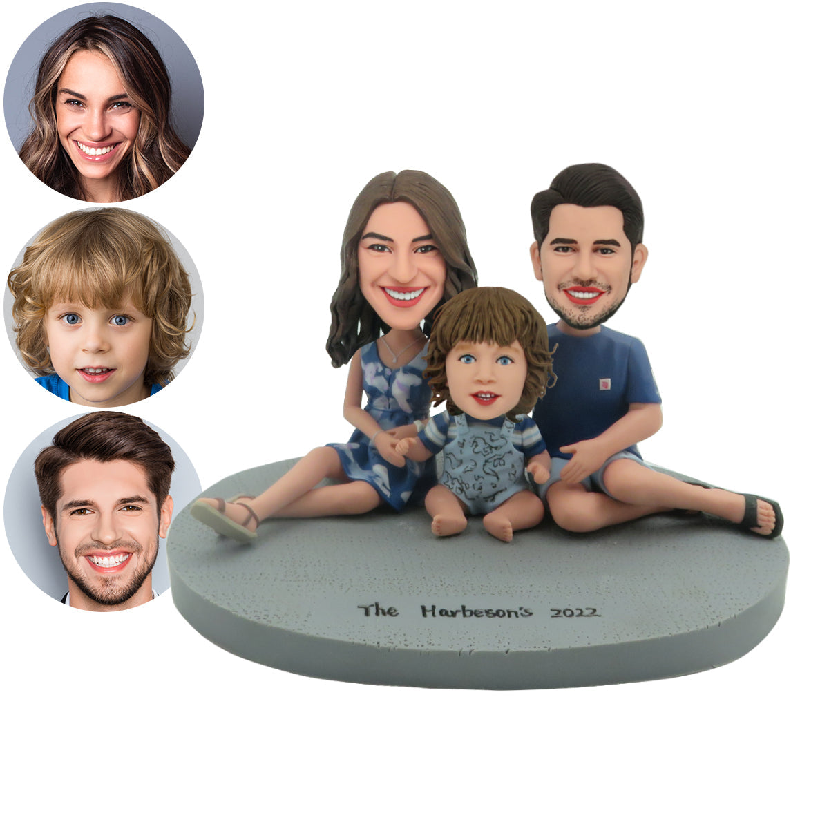 Bobblehead personnalisé avec famille assise