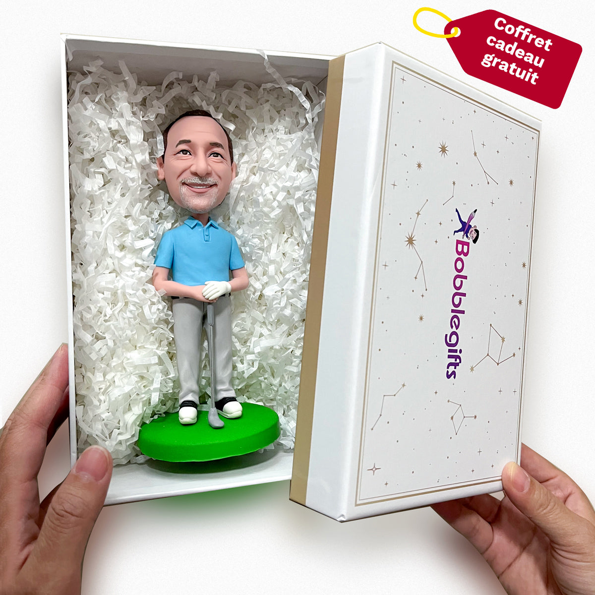 Porte-carte de visite avec bobbleheads personnalisés