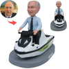 Père personnalisé Bobblehead avec un bateau à vitesse de conduite