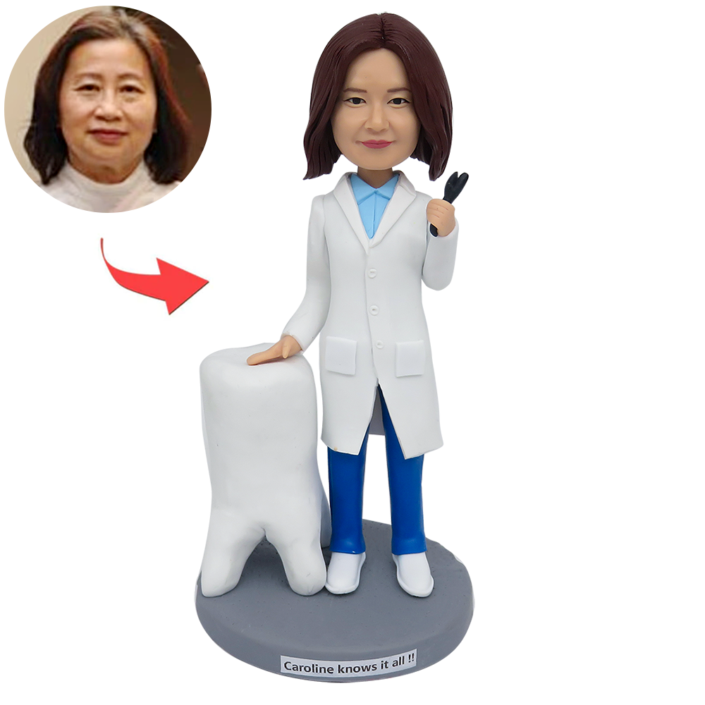 Cadeau de bobblehead personnalisé de la dentiste féminine